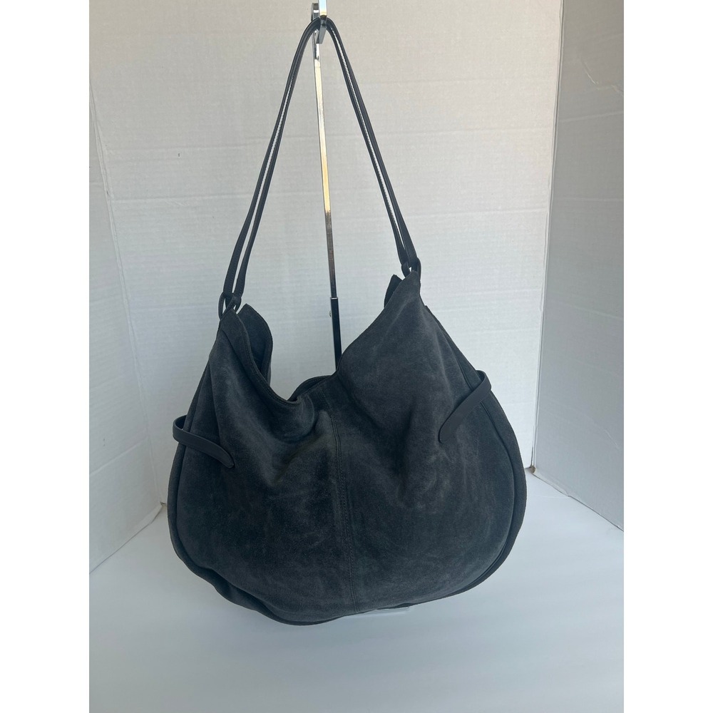 Anteprima Suede Shoulder Bag Women Large Gray Excellent Hobo Tote Purse - Picture 4 of 9